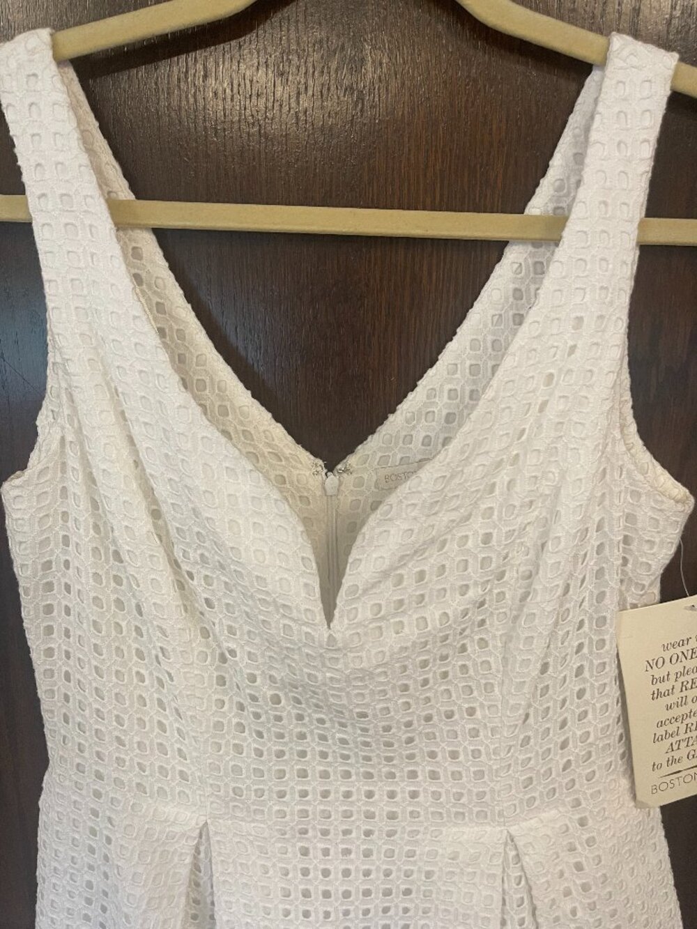 BOSTON PROPER, EYELET FIT AND FLARE, PURE WHITE DRESS